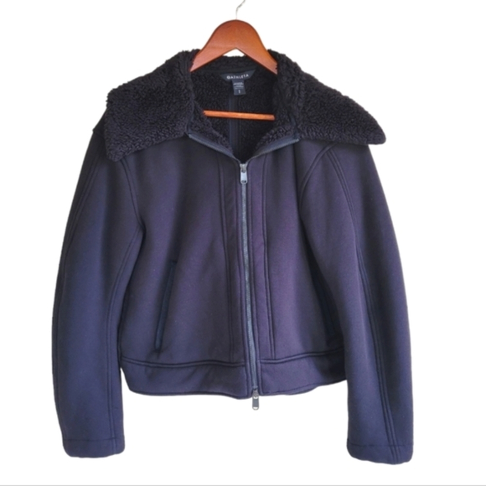 Athleta Cropped Winter Thick Chunky Cozy Jacket Black Womens Small